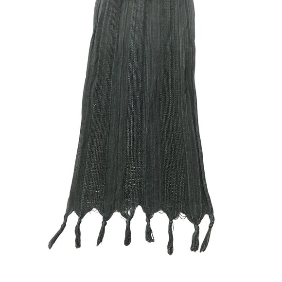 Echo Black Knit Scarf With Fringe - Picture 2 of 8